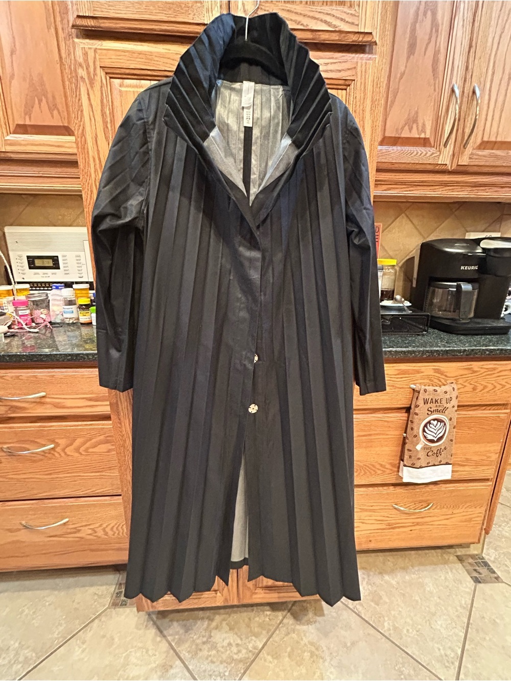 MarlaWynne Black Pleated Trench Coat